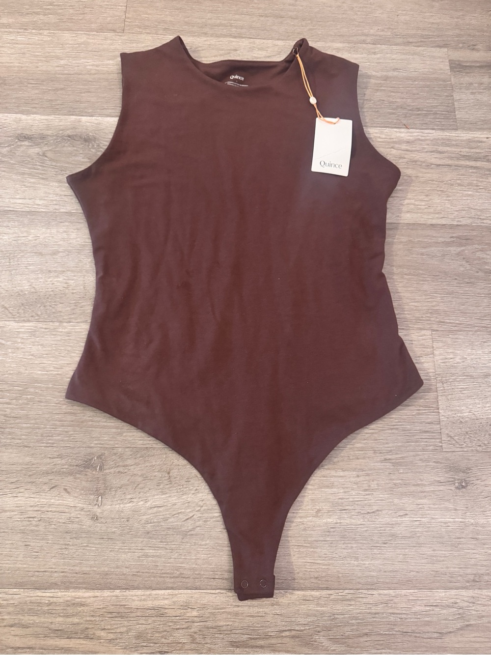 Quince High Neck Brown Sleeveless Bodysuit
